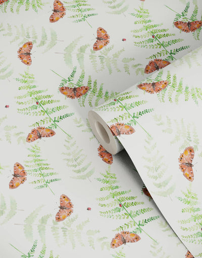 Butterfly and Fern Sustainable Wallpaper