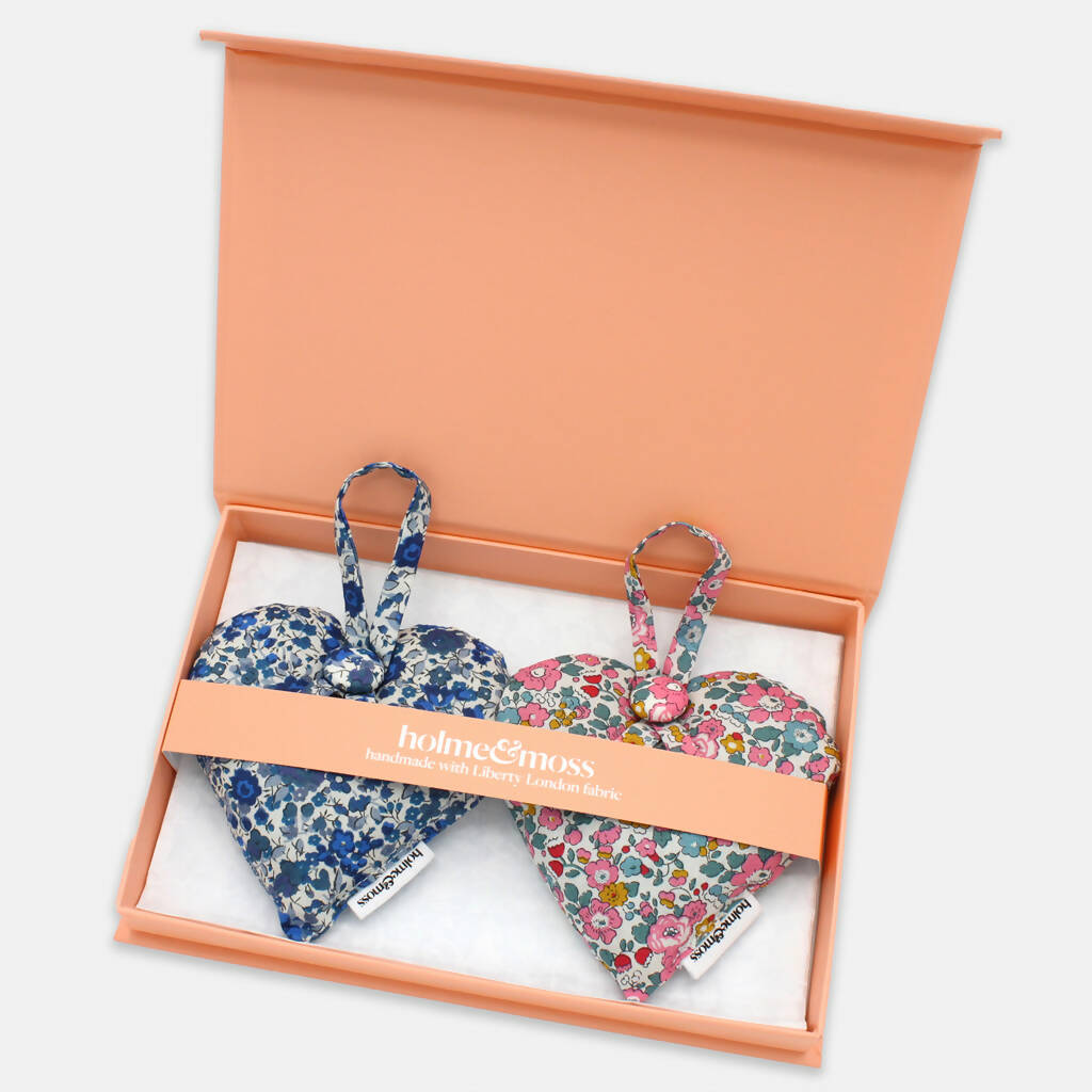 Liberty Lavender Heart Gift Box, Set of Two - Ditsy Florals Collection