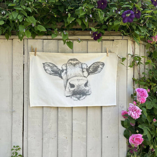 Natural Cotton Guernsey Cow Tea Towel