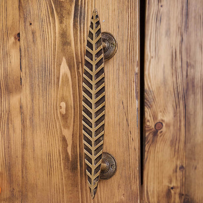 Antique Brass Door Pull - Leaf Shape
