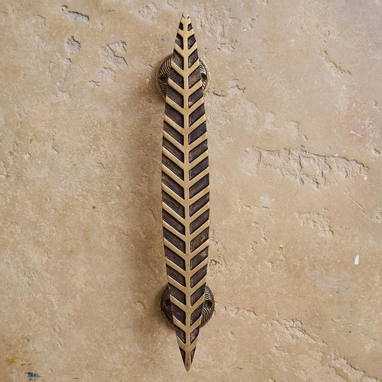 Antique Brass Door Pull - Leaf Shape