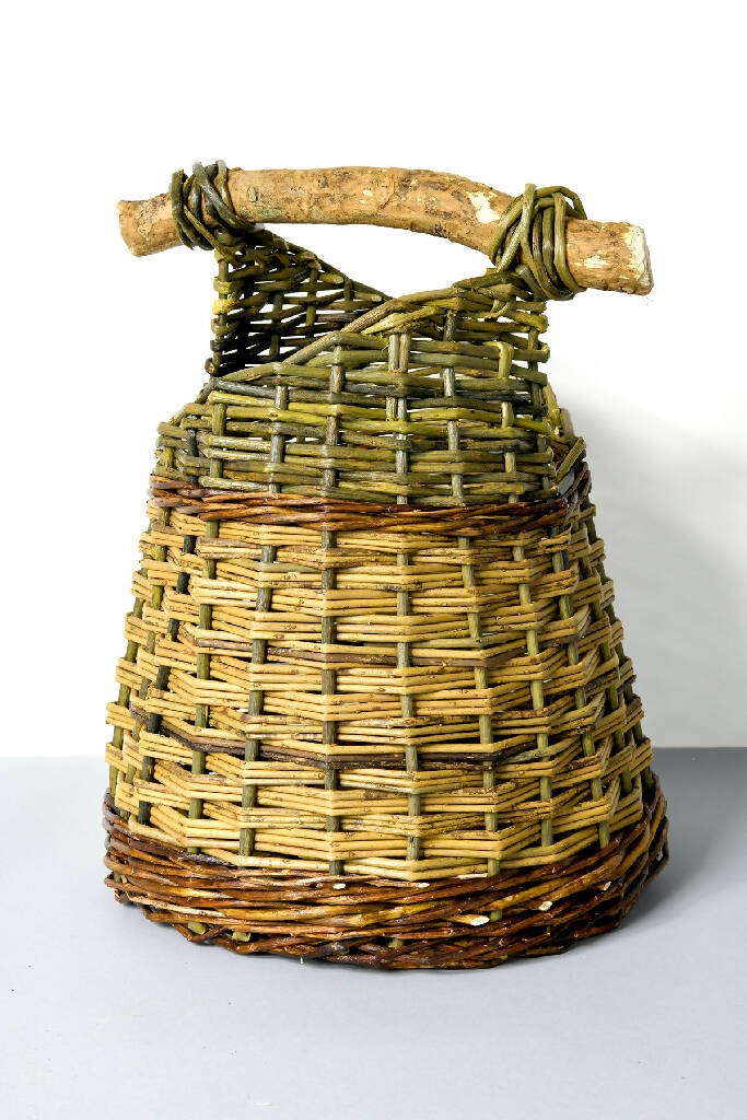 Asymmetric Basket with Natural Wood Handle