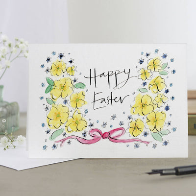 'Easter Primrose Border' Greeting Card