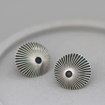 Sunburst Stud Earrings in Solid Sterling Silver