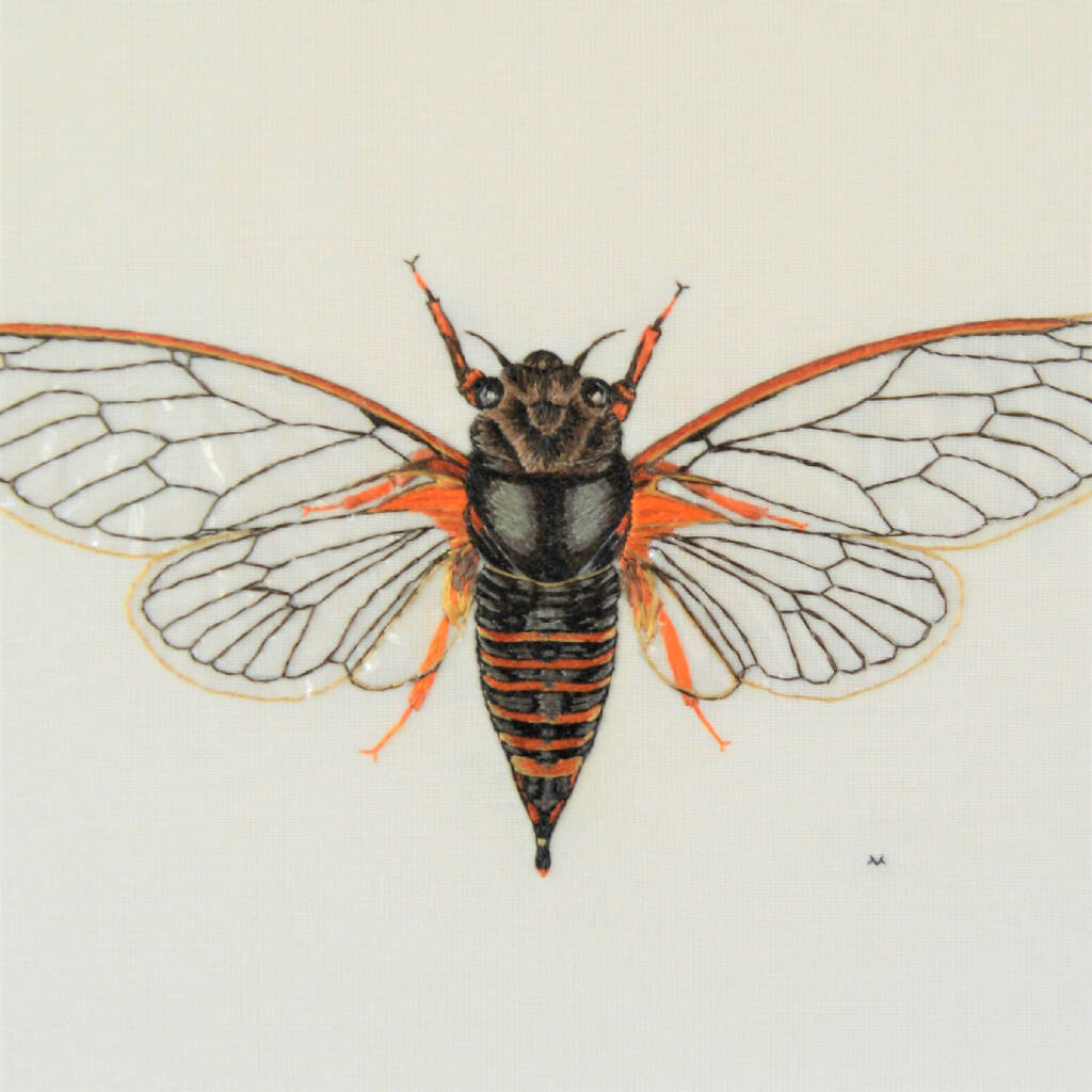 Cicada Silk Hand Embroidered Art