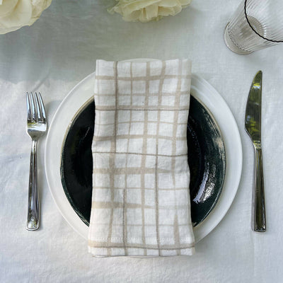 Grid Linen Napkins Set of 4