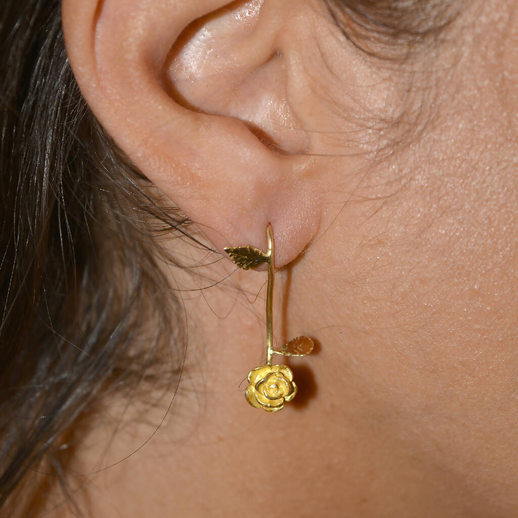 Perfecta Earrings - Ethical Gold Earrings Roses