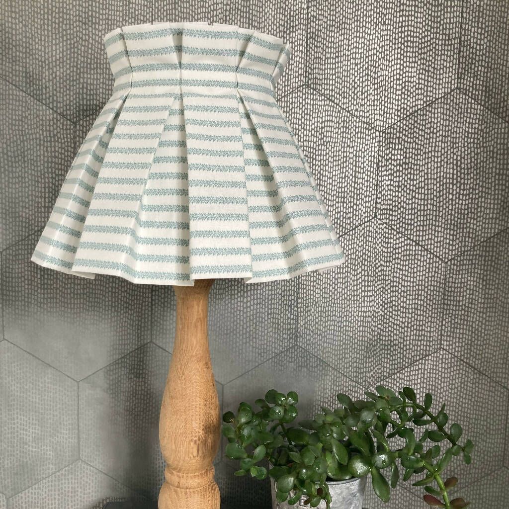 Box-pleated Lampshade in Botanical Blue Stripe