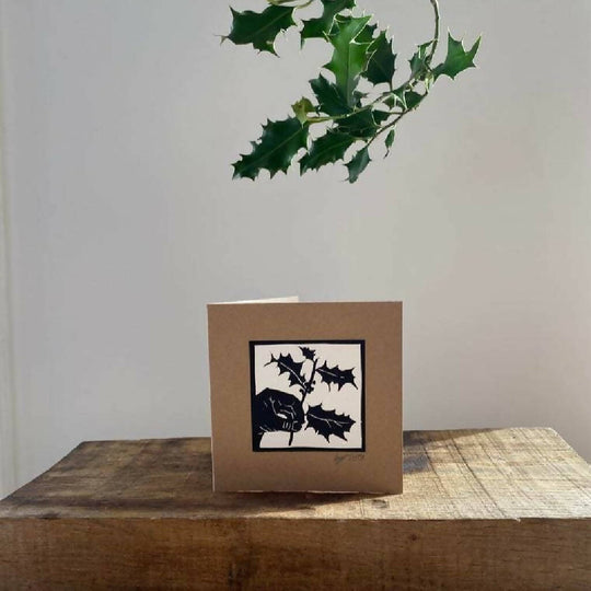 Bouclé 'Holly in Hand' Hand-Printed Christmas Card