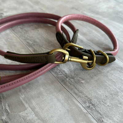 Rolled Leather Dog Lead Clover with Grouse