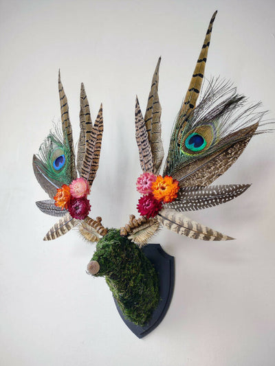 Sunset Peacock Botanical Stag MINI Wall Mount