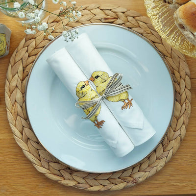 Embroidered Ivory Cotton Little Chick Napkin by Kate Sproston Design