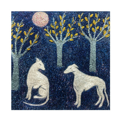 Forever Autumn Framed Embroidered Artwork With Sighthounds And Trees