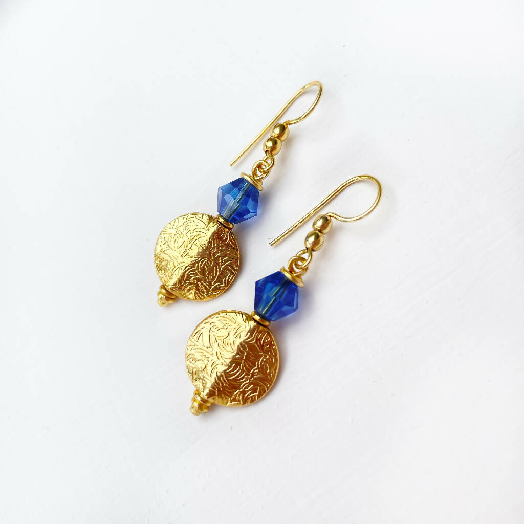 Etched Detail 18ct Gold Plated Earrings
