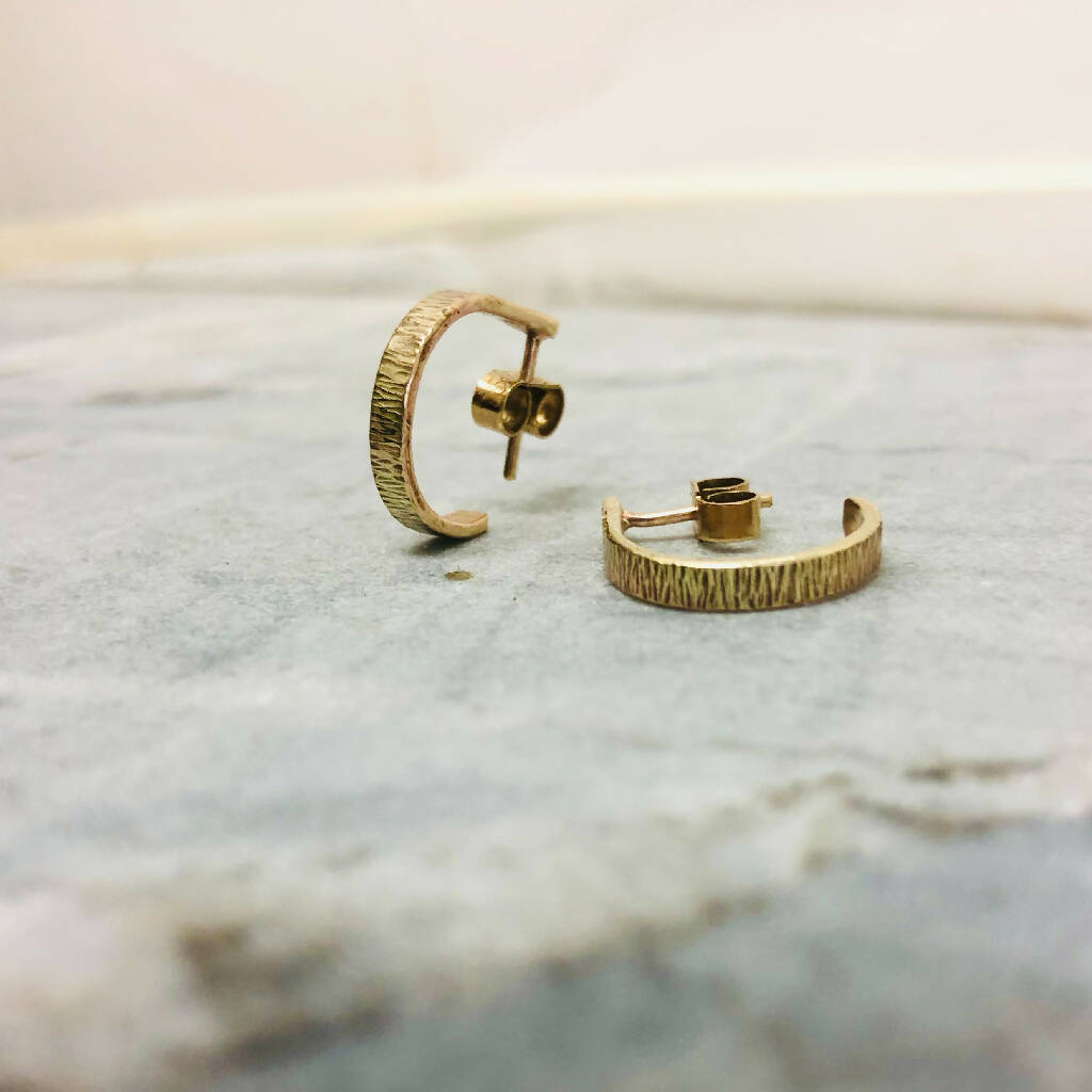 Gwels Ha Gwyns Hoop Studs in 9ct and 18ct Ethical Gold