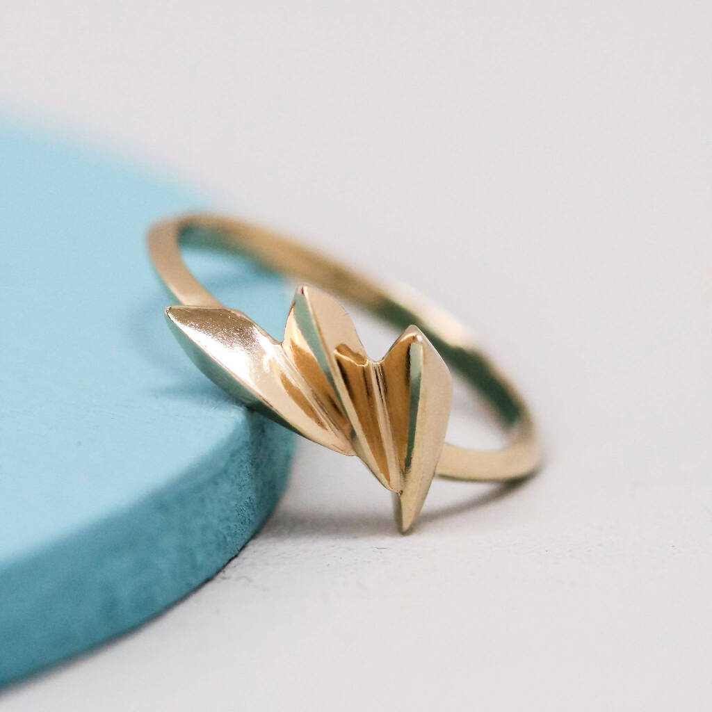 Geometric Fan Statement Ring in Solid 9ct Gold