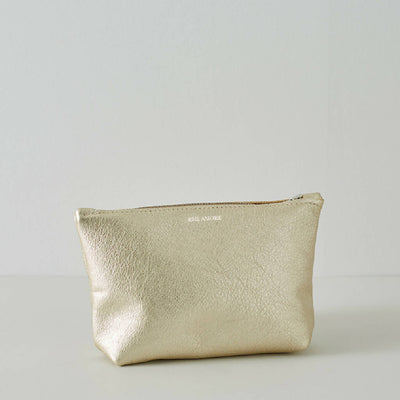 Metallic Leather Travel Pouch
