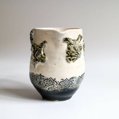 Stoneware Clay Jug in Lace Design