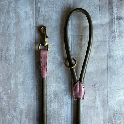 Rolled Leather Dog Lead Clover with Grouse