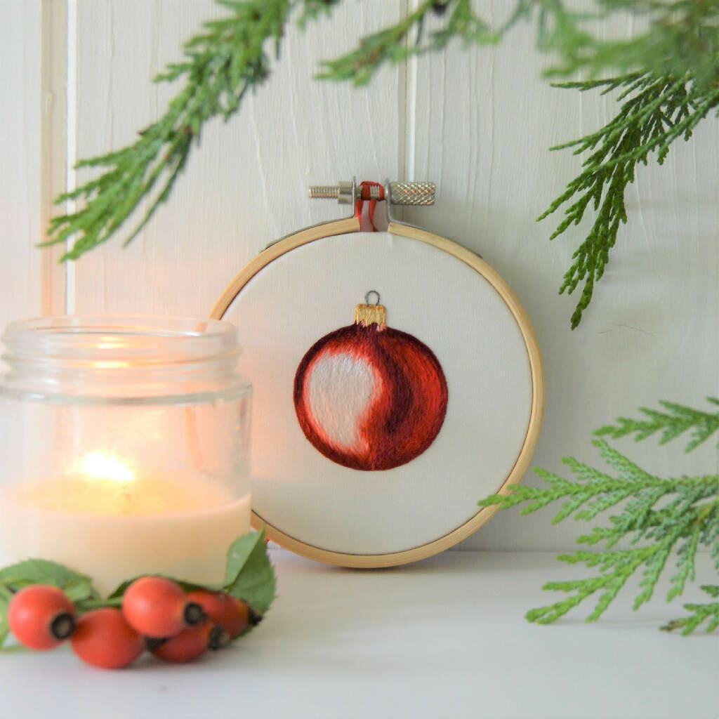 Christmas Bauble Silk Hand Embroidered Decoration