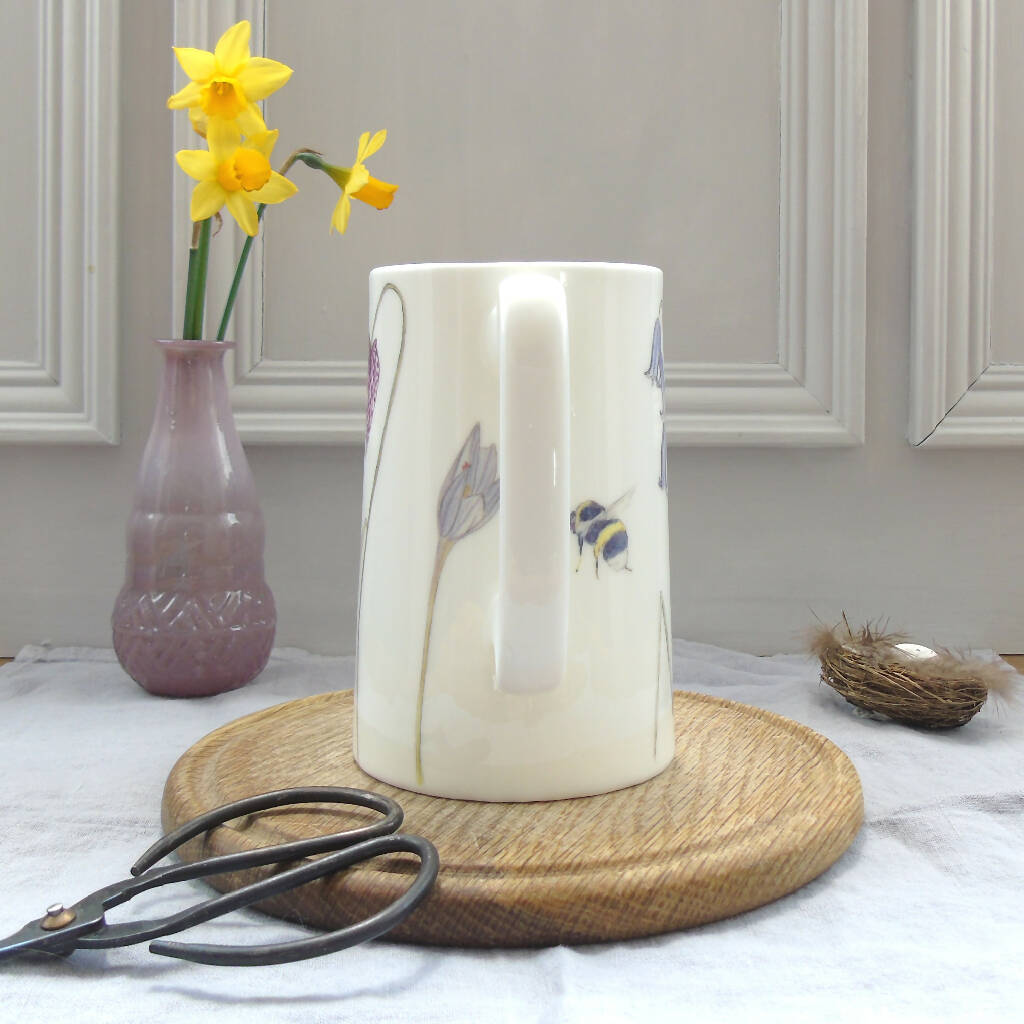 Bee and Spring Flowers Bone China One Pint Jug