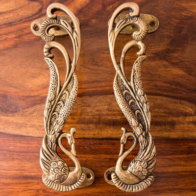 Antique Brass Door Handle - Peacock