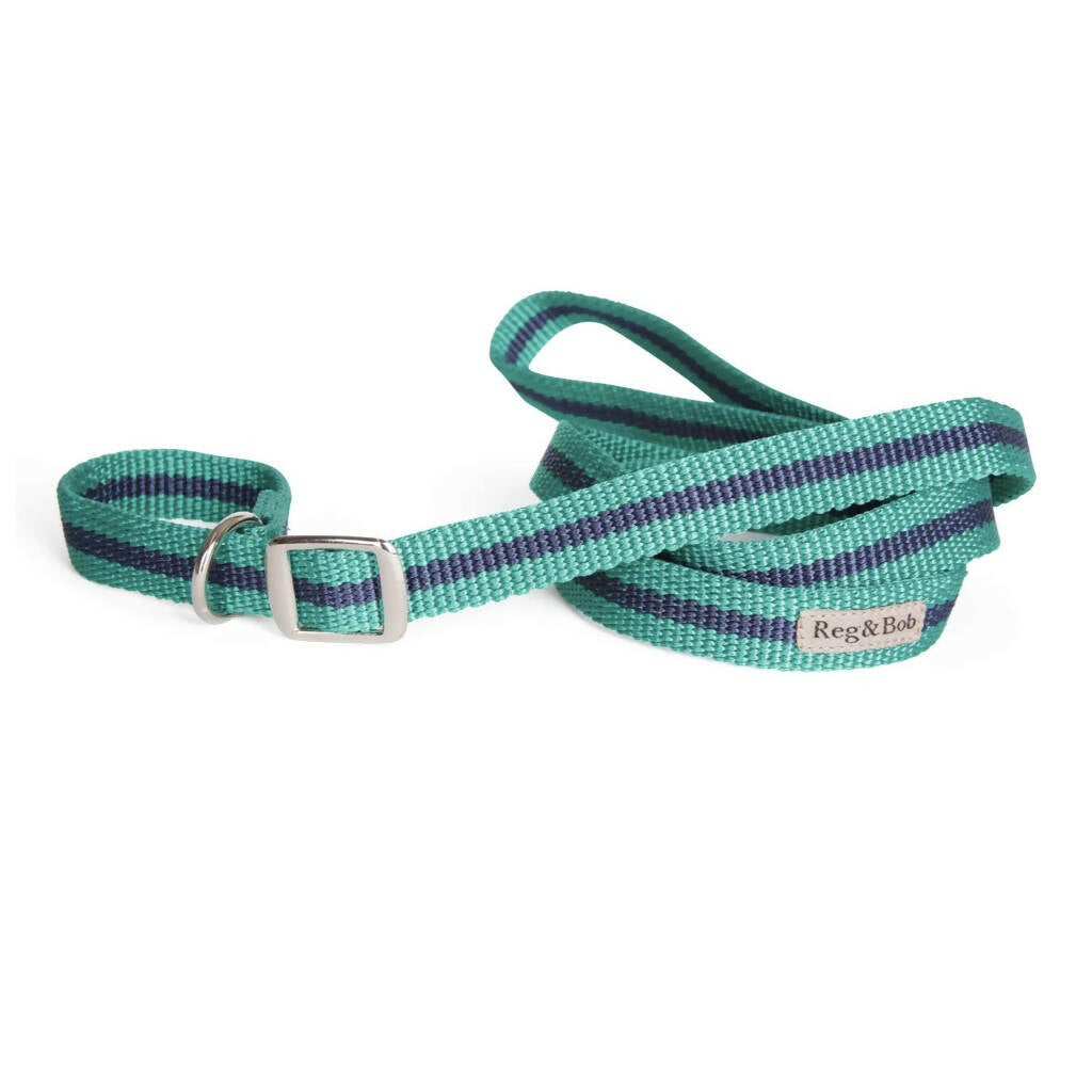 Dog Slip Lead In Teal And Navy Blue Stripe