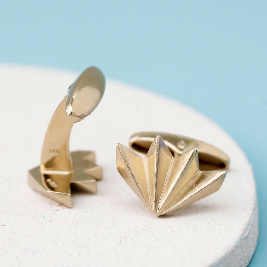 Geometric Fan Cufflinks in Solid 9ct Gold