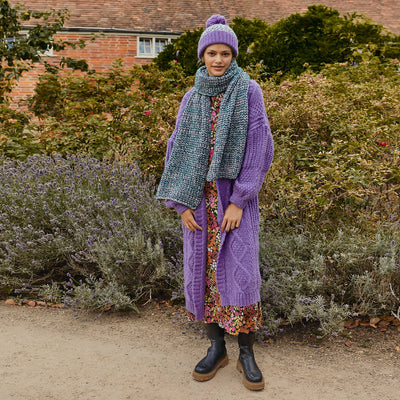 Florence Twist Oversized Chunky Knit Scarf - Purple