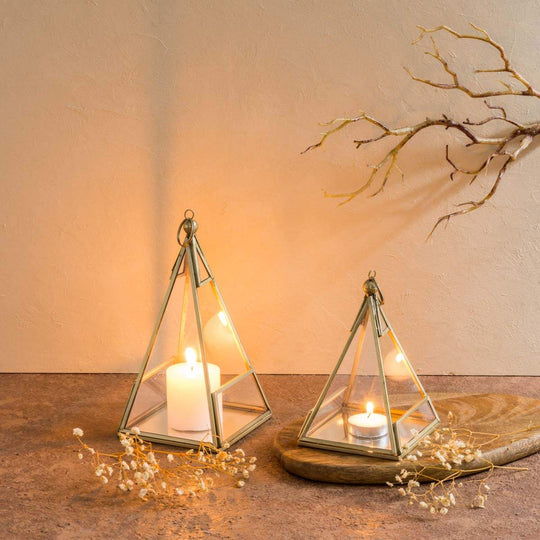 Pyramid Glass Candle & Tealight Holders
