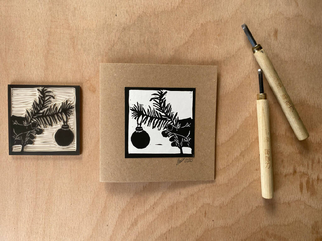 Bouclé Hand-Printed Linocut Christmas Card Set