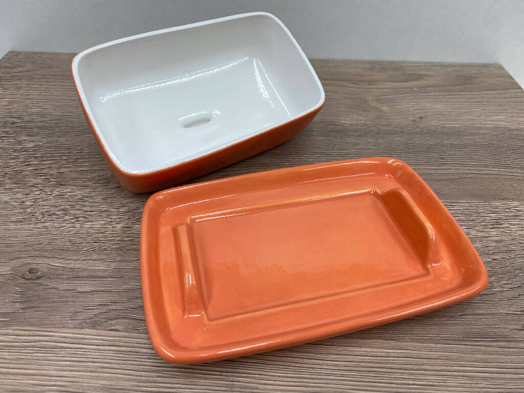 Butter Dish in Orange Glaze