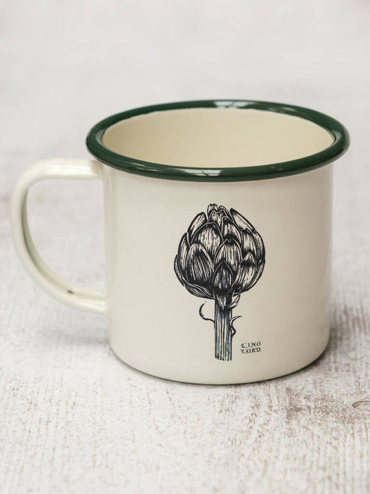 Artichoke Etched Enamel Mug