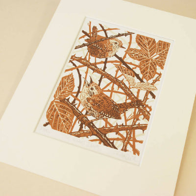 The Wrens' Duet - Limited Edition - Original Linocut Print