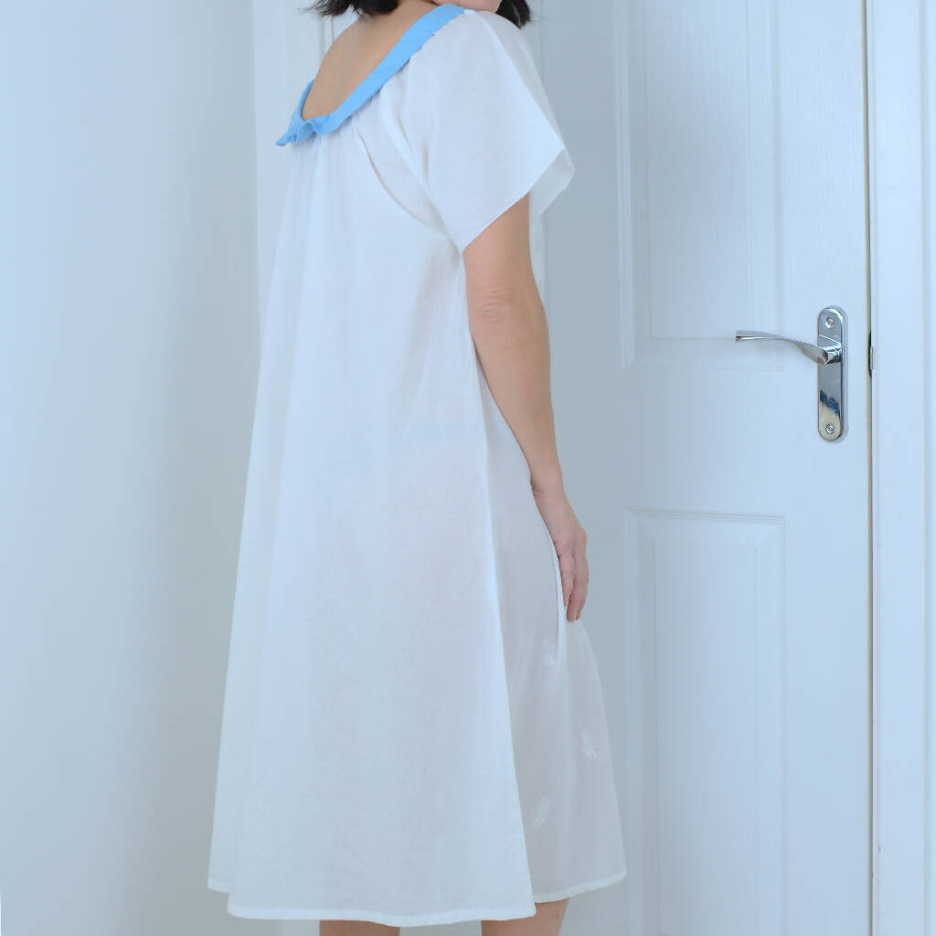 White Cotton Nightdress with Peter Pan Collar