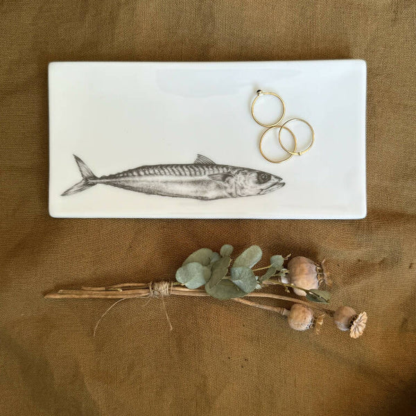 Fine Bone China Rectangular Mackerel Trinket Dish