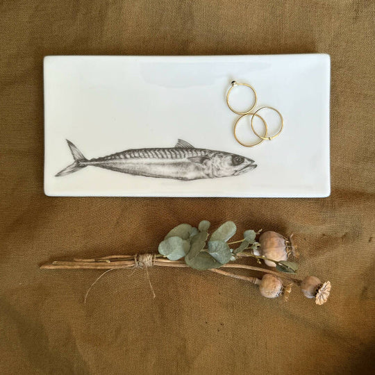 Fine Bone China Rectangular Mackerel Trinket Dish