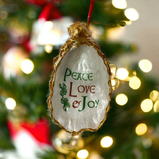 Peace, Love & Joy Oyster Ornament