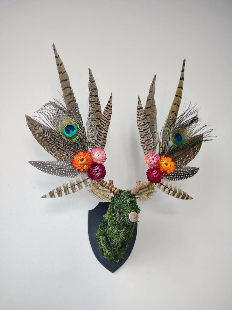 Sunset Peacock Botanical Stag MINI Wall Mount