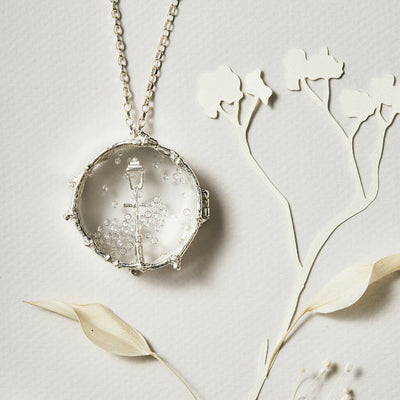 Lamp Post Locket Sterling Silver Necklace