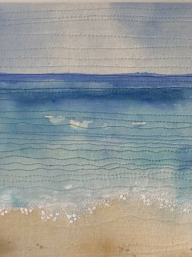 Coastal Scene Wall Art in Fabric and Stitch