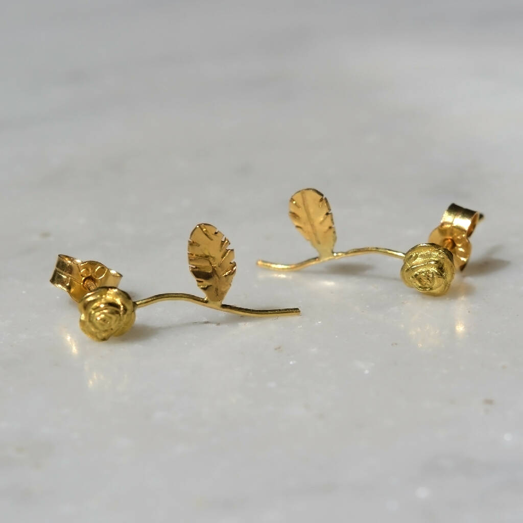 Charlotte Studs - Ethical Gold Roses Studs