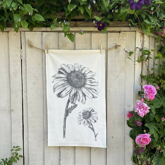 Natural Cotton Daisy Tea Towel