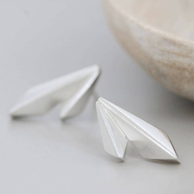 Double Kite Stud Earrings in Solid Sterling Silver