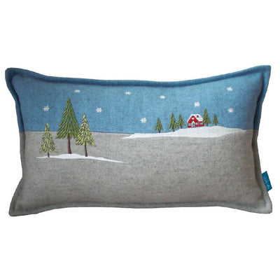 Embroidered Winter Lodge Christmas Cushion