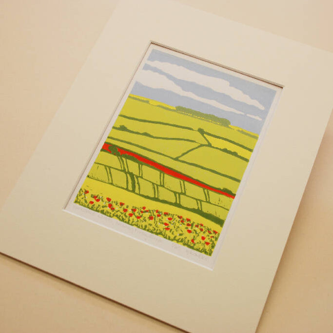 Yorkshire Wolds, leaving Fridaythorpe - Limited Edition - Original Linocut Print