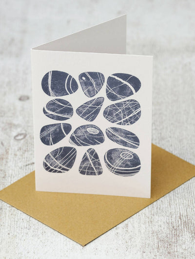 Dozen Cornish Pebbles A6 Lino Print Greeting Card