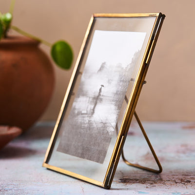 Recycled Metal & Glass Brass Photo Frame - Brass Finish