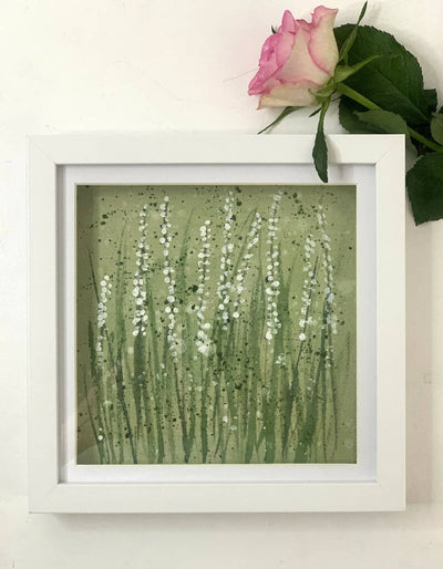 Flower Meadow Watercolour and Stitch Wall Art in Boxed Frame