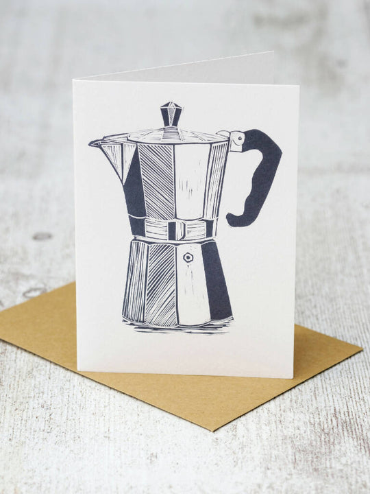 Moka Pot A6 Lino Print Greeting Card